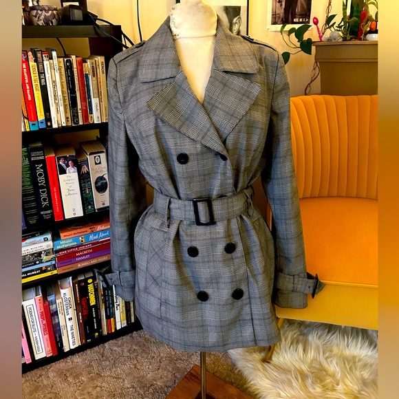 Reitmens Plaid Trench Coat - Picture 1 of 5